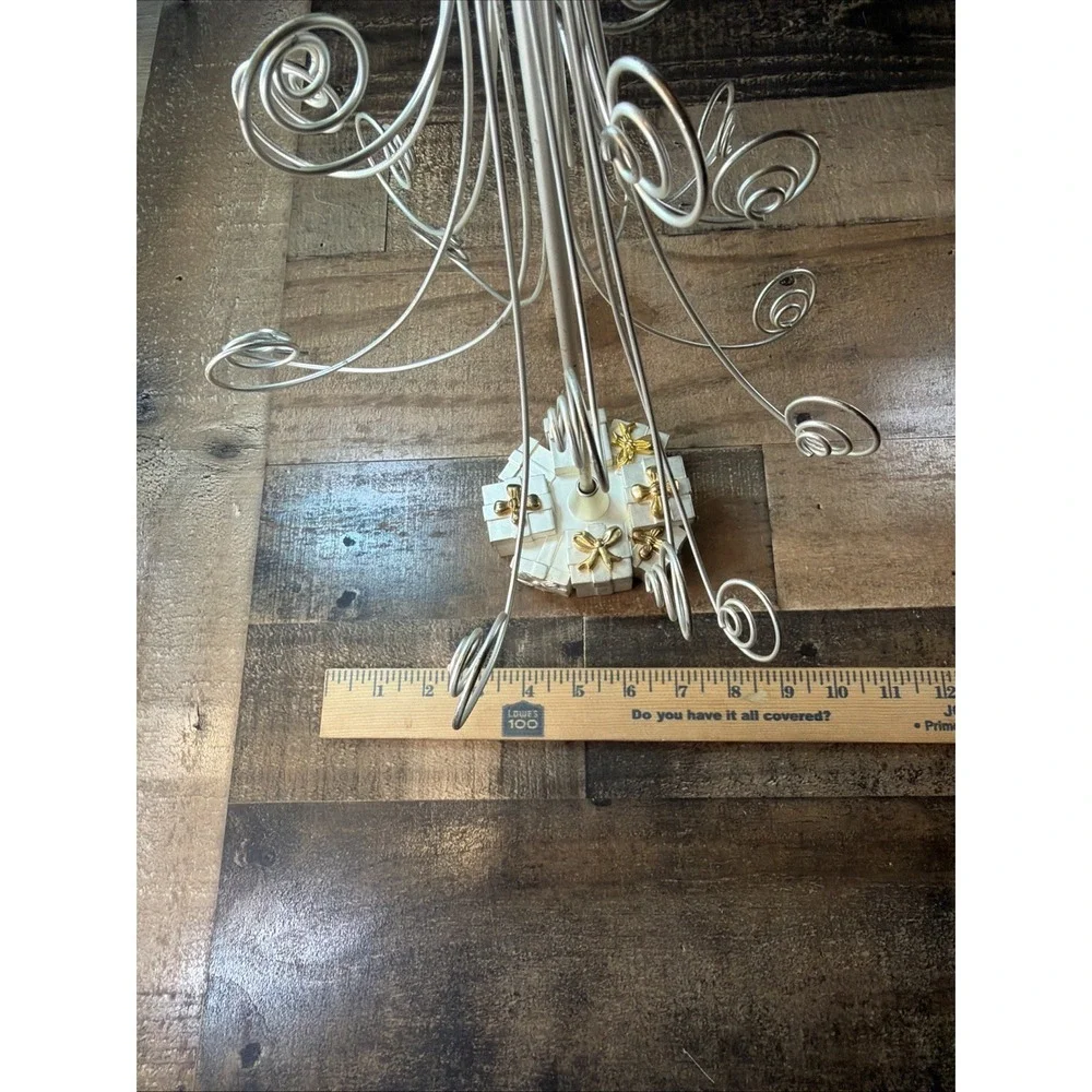 Godinger Silver Art Co Tabletop Wire Christmas Tree Ornament Display Stand Vtg